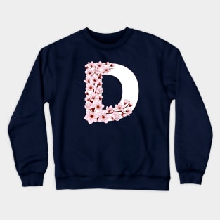 Colorful capital letter D patterned with sakura twig Crewneck Sweatshirt